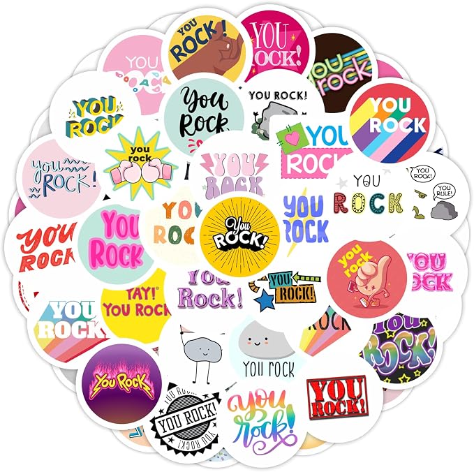 100Pcs You Rock Stickers - You Rock Party Supplies & Decorations, Great Job Waterproof Vinyl Decals, Motivational Stickers, Gifts for Women & Men