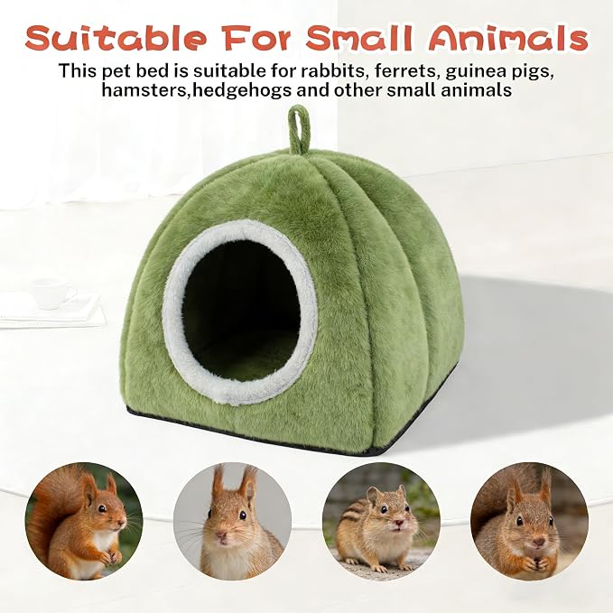 Squirrel Hideout Nest, Washable Bed & Hideaway House | Soft Plush Cozy Warm Fleece Hut for Hamster Rat Chipmunks and Other Small Animals Cage Supplies Warm House