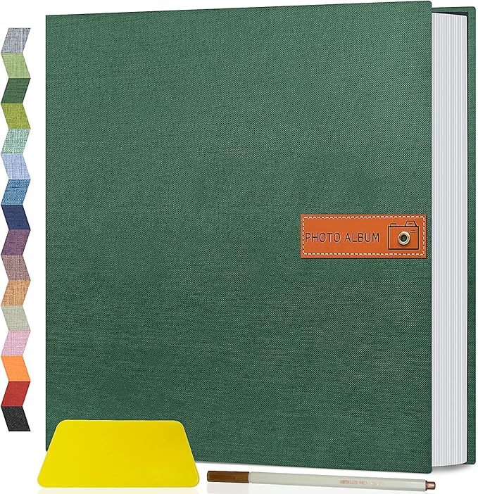 Popotop Large Photo Album Self Adhesive 4x6 5x7 8x10 Scrapbook Album DIY Picture Book,Gifts for Mom,Family Baby and Wedding,with Metal Pen and Plastic Board