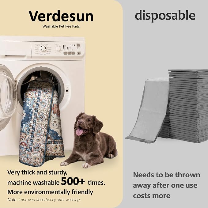 Washable Pee Pads for Dogs, Reusable Puppy Potty Training Pads, Ultra-Absorbent Thick Waterproof Leak-Proof Non-Slip Pads & Mat for Crate, Playpen, Floor, Whelping & Housebreaking , 2 Pack 36"x48"