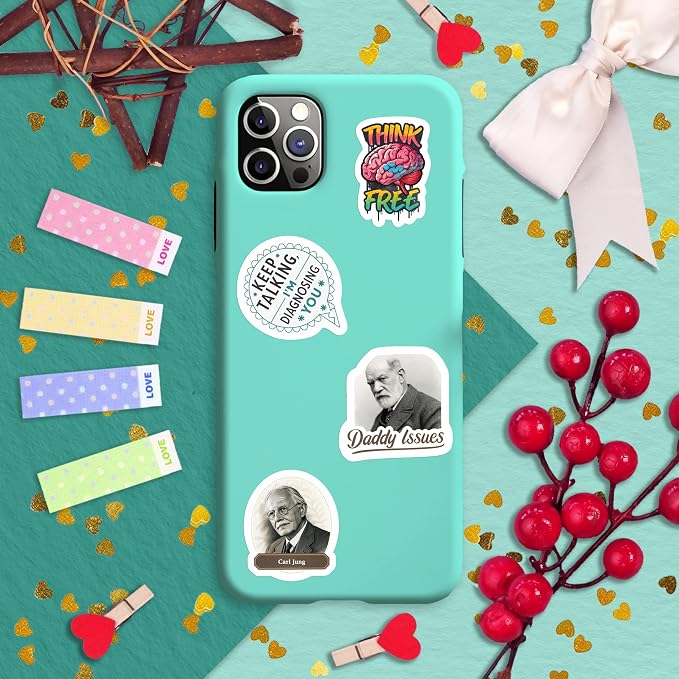 100Pcs Psychology Stickers for Laptop, for Water Botttle - Funny Psychologist Stickers for Therapist - Psychology Party Supplies - Gift for Women & Men