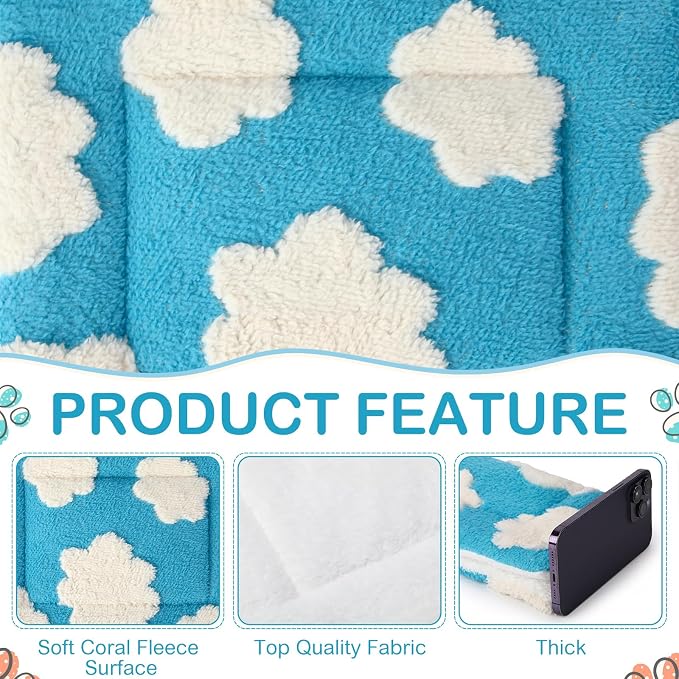 Haull 4 Pcs Waterproof Guinea Pig Bedding Soft Dog Cat Bed Crate Mat Small Animal Plush Cage Liners Rabbit Bunny Kennel Pad Reversible Cozy Pee Thickened Hamster Pad(White Cloud,13 x 10 Inch)