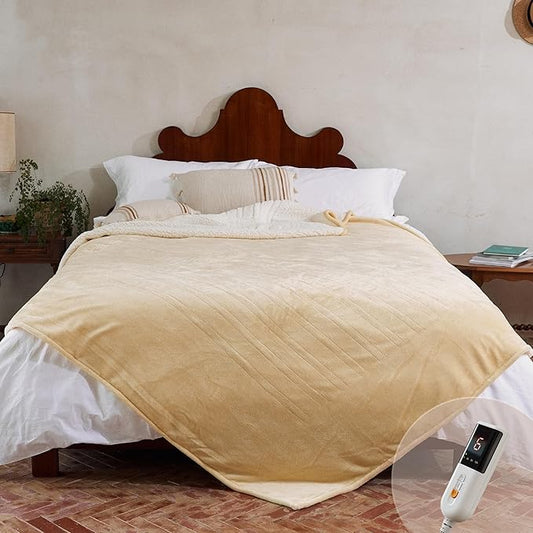 GOTCOZY Heated Blanket - Full Size Electric Blanket with 6 Heating Levels & 10 Hour Auto Off, ETL Certified (72x84 Inch Yellow)