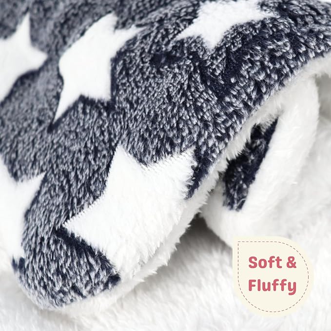 2 Pcs Bunny Bed, Washable Rabbit Bed, Double-Sided Fleece Sleeping Pad for Guinea Pig, Dwarf Rabbit, Chinchilla, Ferret, Hamster, Warm Small Animal Cage Mat, 13x10in, Gray Star