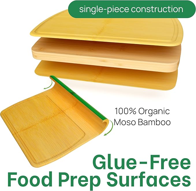 FSC-Certified Extra Large Bamboo Cutting Board Featuring 18 Inch Glue-Free Surface™ – XL, Non-Toxic Wooden Board for Family Kitchens, Butcher Block Style Food Prep with Lifetime Replacements