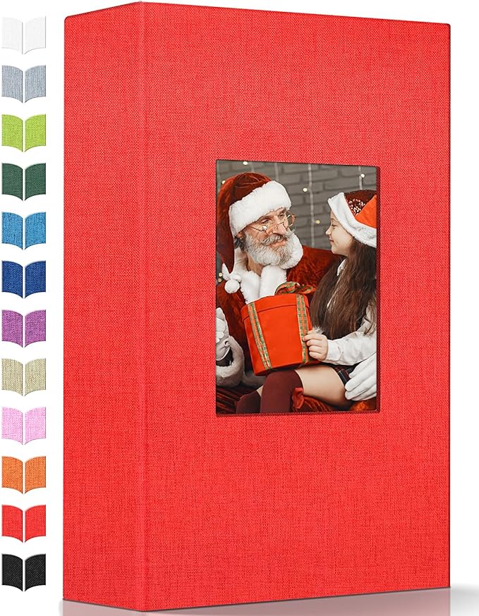 Photo Album 4x6 with 300 Pockets,Slip-in Picture Albums,Linen Cover Memory Book with Front Window,White Page Vertical Photo Book for Wedding,Family,Anniversare,Baby,Vacation