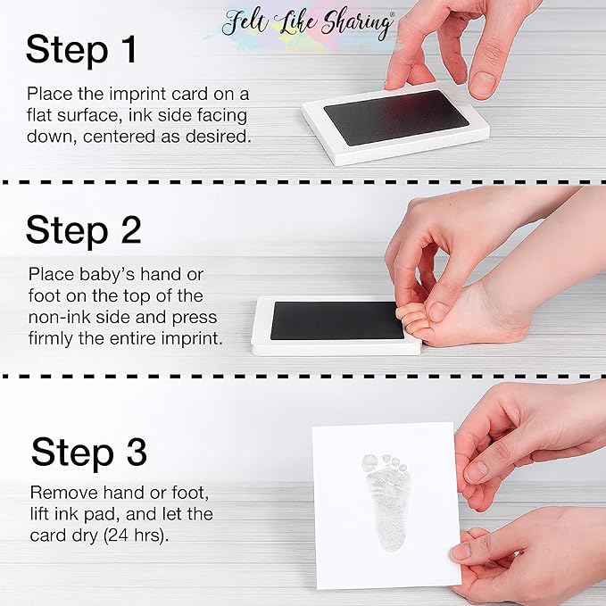 Felt Like Sharing My Tiny Prints Newborn Baby Handprint and Footprint Kit – Photo Keepsake Frame with Ink Pad for Baby Hand and Footprints – Great New Parent Present – 17” L x 9.5” H (Gray)