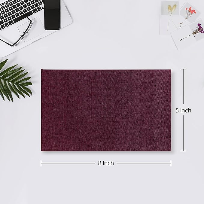 Mublalbum Small Photo Album 4x6 100 Photos Linen Cover Picture Book with Horizontal Pockets for Family Wedding Baby and Anniversary (Purple)