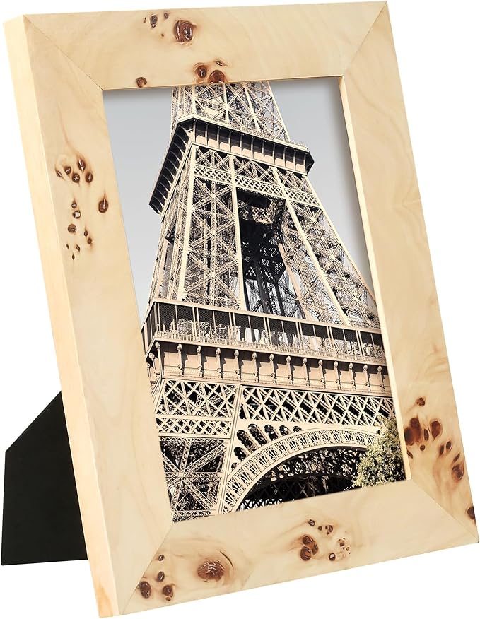 Concepts Set Of 4-5x7 Burl Wood Picture Frames - Natural Wood Finish Picture Frames for Family Photos - Elegant Wallhung Decor in Bulk