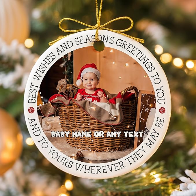 Baby Girl's First Christmas Ornament 2025 Personalized Photo Ornaments Keepsake for Newborn, My First Idea