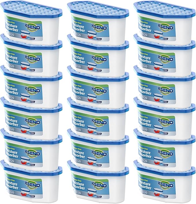 Moisture Absorbers, 18 Pack, Compact Dehumidifier for Closet, Efficient Humidity Absorber Boxes, Moisture Absorber for Closet, Odor Eliminator with Fragrance Free, Blue, 6.4oz, 300ml