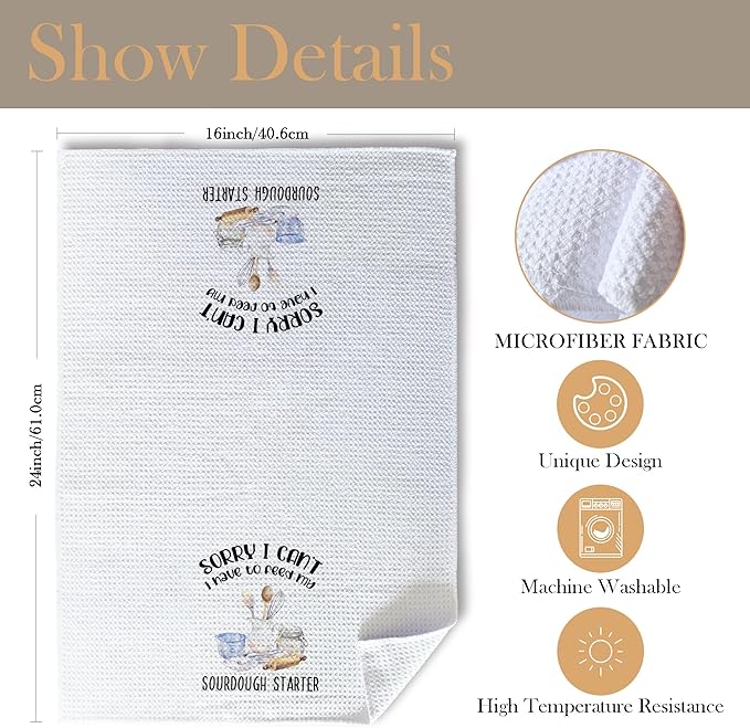 Funny Sourdough Baking Kitchen Towels, Baking Gifts for Women Dish Tea Towels for Kitchen Bakery, Gifts for Sourdough Bakers Decorative Hand Towel, 16x24 Inch