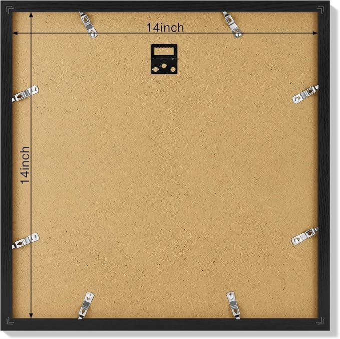 Vittanly 14x14 Collage Picture Frame, Displays 6Pcs 4x6 Pictures with Mat or 1Pc 14x14 without Mat, Picture Frames Collage Wall Decor for Display, Black, 1 Pack