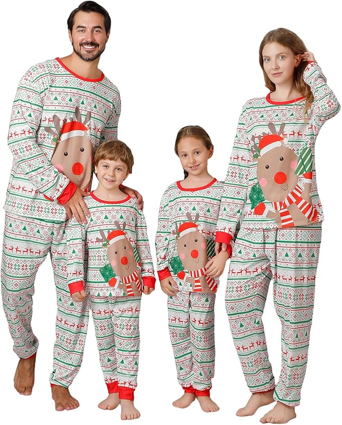 Matching Family Christmas Pajamas Sets, Holiday PJs with Top and Pants, Cute 2 Piece Sleepwear for Couples/Women/Men