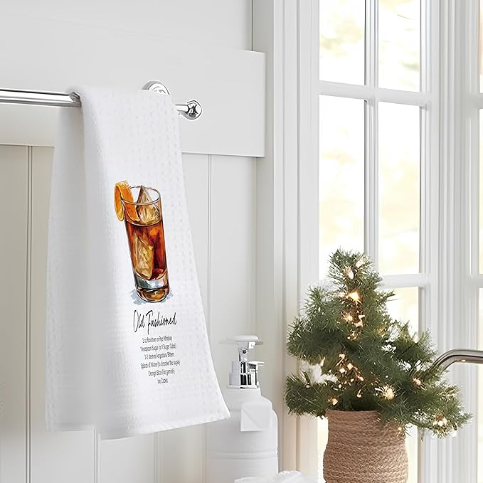 Cocktail Old Fashioned Gifts Kitchen Towels, Cocktail Old Fashioned Dish Tea Hand Towels for Kitchen Bar Decor, Gifts for Bartenders, 16x24 Inch