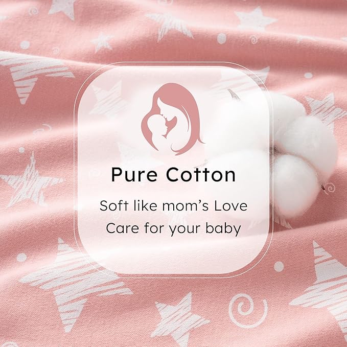 Baby Sleep Sack 0-6 months, 100% Cotton Sleeping Sack for Newborn and Infant, 3 Pack Baby Wearable Blanket, 0.5 Tog Lightweight Double Zipper Sleep Bag Small Pink Stars Moon