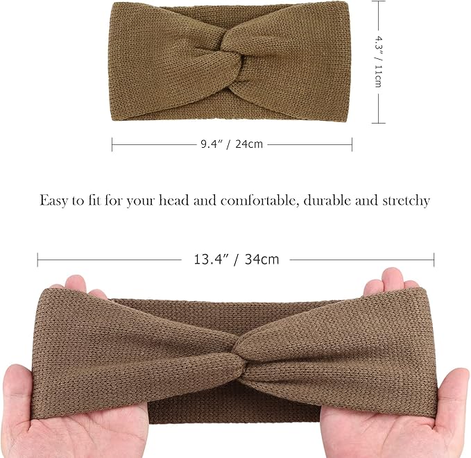 DRESHOW Winter Knit Chunky Headbands for Women Crochet Turban Knitted Ear Warmer Fashion Head Wrap 6 Pack