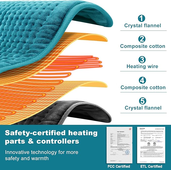 Electric Heating Pad for Back: VAAGHANM 33" x 17" Extra Large Heat Pad for Shoulder & Neck & Back - 6 Temperature Settings & Auto Shut-Off Timer