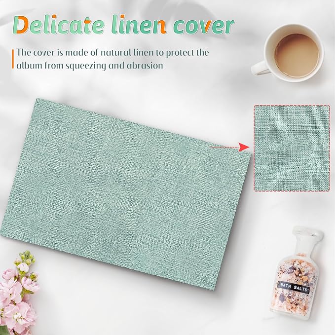 Popotop Photo Album 4x6 48 Pockets for Wedding Gifts,Linen Hardcover Picture Albums for Family Anniversary Baby Vacation Pictures