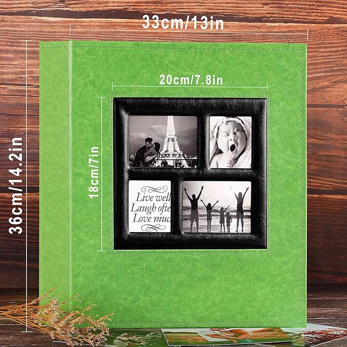 Ywlake Photo Album 4x6 1000 Pockets Photos, Extra Large Capacity Family Wedding Picture Albums Holds 1000 Horizontal and Vertical Photos Green