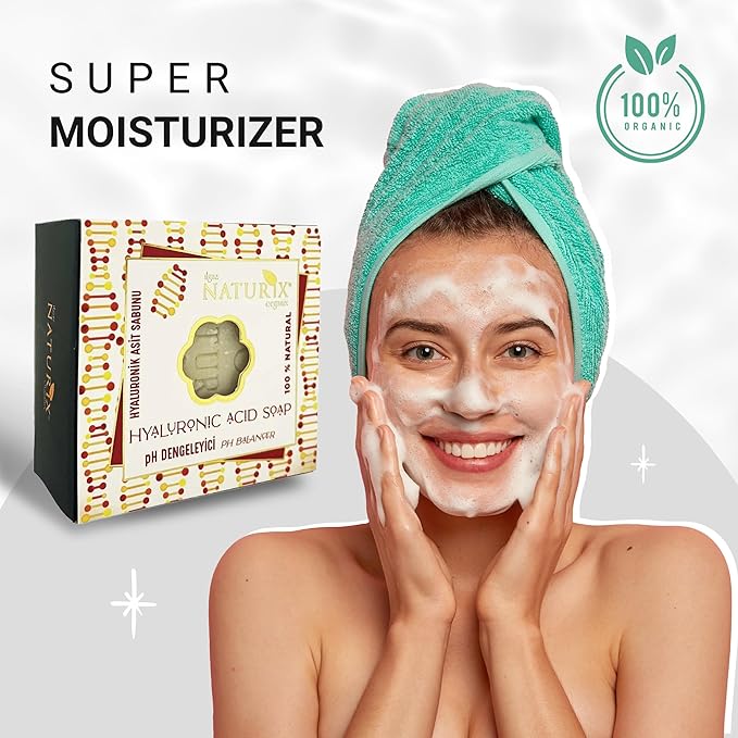Hyalunoric Acid Organic Bar Soap Moisturizing Soap Made from Natural Oil | Hair Hand Face Body Bath Wash | Skin Care Cleanser Shampoo