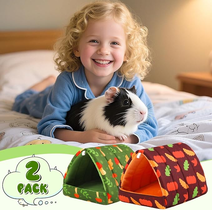 UPINS 2 Pack Guinea Pig Bed,Guinea Pig Hideout | Washable Small Animal House Cage Accessories,for Dwarf Rabbits Chinchillas Hamsters Hedgehogs Ferrets Bearded