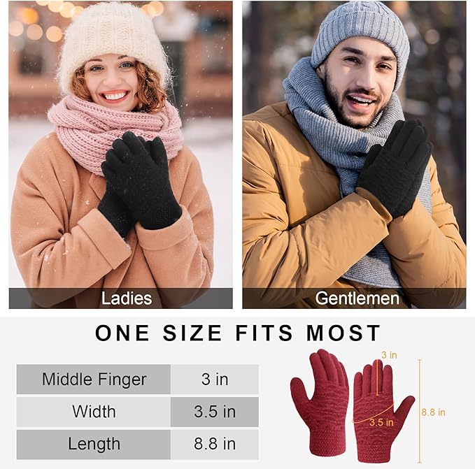 Trifabricy Winter Gloves for Women, Warm Fleece Lined Womens Gloves, Knit Glove for Women, Touchscreen Glove for Cold Weather