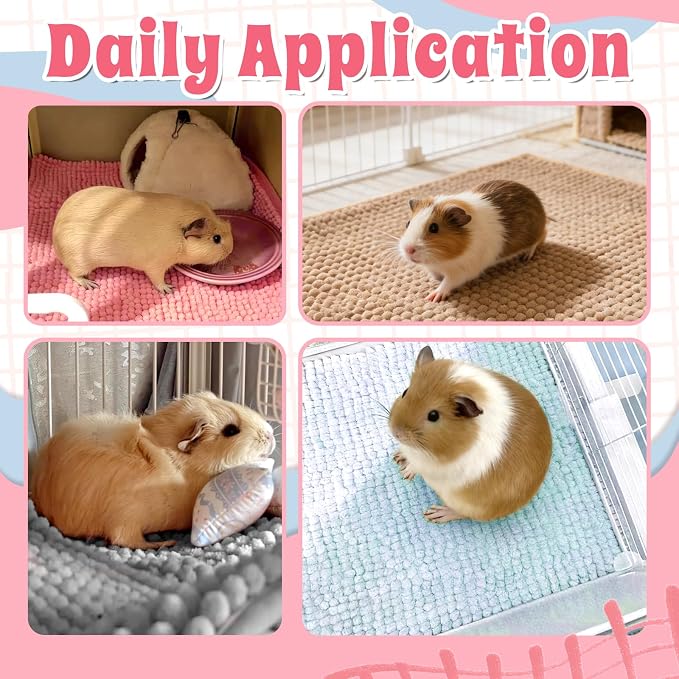 Guinea Pig Cage Liner, 8 PCS Washable Fleece Bedding Pad | Reusable Pee Pad Mat for Small Animals, Reusable Bunny Rabbit Cage Liner Hamster Chinchilla Cage Accessories 16x12 Inch