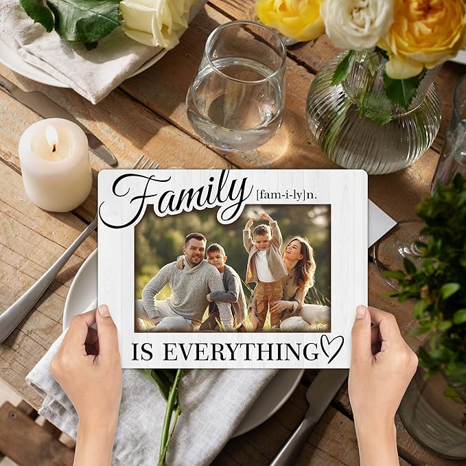 SIXEIGHT Family Definition Picture Frame Family Is Everything Wooden Photo Frame Natural Wood Picture Frame for Families Dad Mom Grandparents Father from son Desk Decor 4x6 Photo Frame-A18