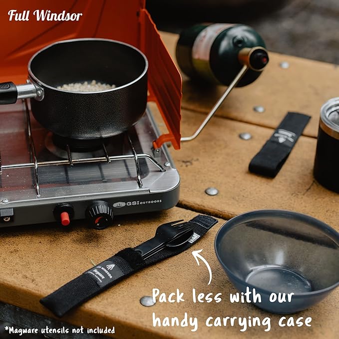 Full Windsor Magware Single Set Pouch - Travel & Camping Utensils Pouch - Reusable, Foldable, Portable, Pocket-Sized Cutlery Set Case for Fork, Knife, Spoon, Chopsticks - For Lunch Box Silverware Set