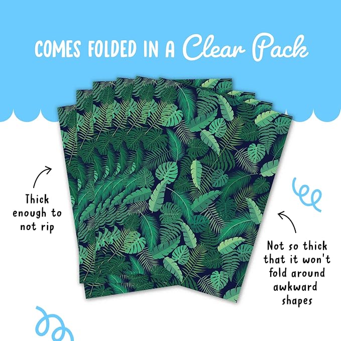 CENTRAL 23 Wrapping Paper (x6) Sheets - Green Leaves and Plants - Eco Gift Wrap for Men and Women - Recyclable - Trendy Design for Girls - For Birthday Christmas Wedding Thanksgiving Anniversary