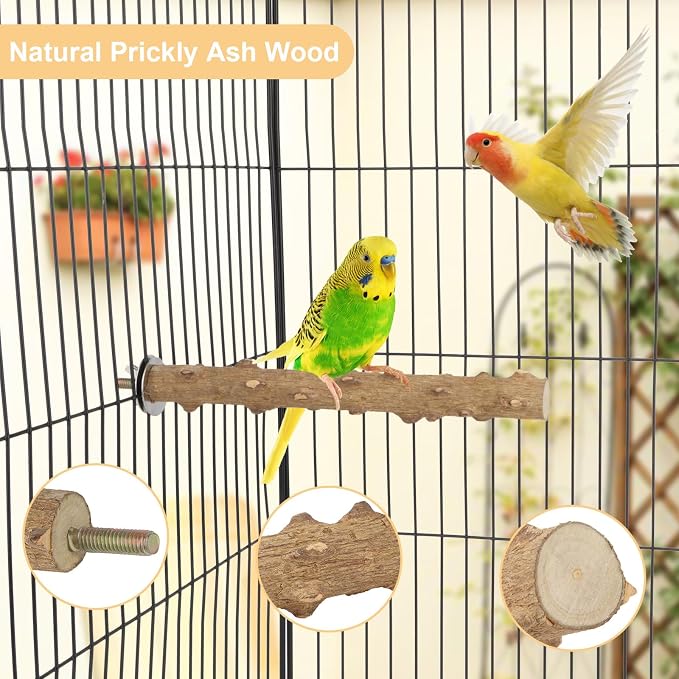 Hypeety Natural Prickly Ash Wood Perch Bird Paw Grinding Stand, 7.86''/20cm | Paw and beak grinding perch, bark texture for grip, chew-proof and durable, beak for budgie/parakeet/cockatiel/lovebird