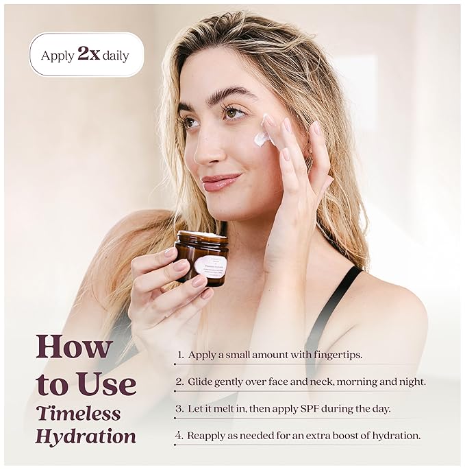 Cosmette Timeless Hydration - Anti Aging Hyaluronic Acid Face Moisturizer with Squalane, Ceramides, Vitamins C & E, Rosehip & Tamanu Oil - Vegan, Natural Skin Care for Clean Beauty, 2 Fl Oz