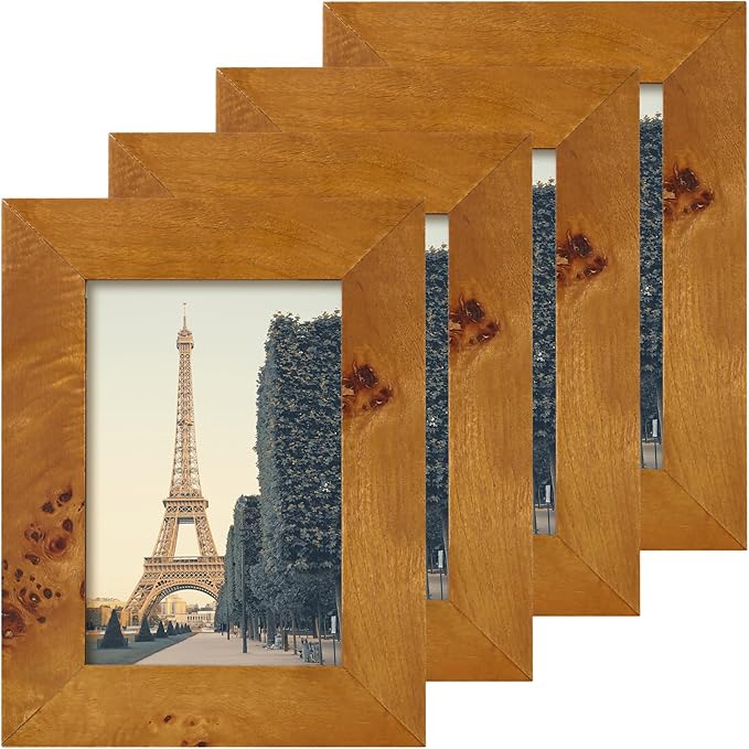 Concepts DHD, Burl Wood Picture frame, Wallhung Or Tabletop Décor In Bulk,Table And Wall Photo Collage (4x6, 4 Pack)