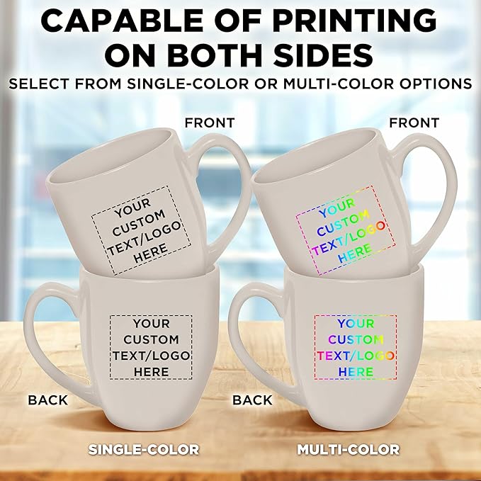 Custom Large Coffee Cups 16 oz. Set of 100, Personalized Bulk Pack - Perfect for Tea, Espresso, Cappuccino, Hot Cocoa - Grey