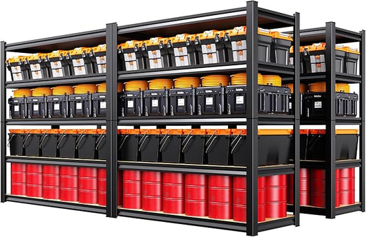Set of 4 Garage Shelving Heavy Duty, 5-Tier Storage Shelves, Home Storage Rack, Utility Metal Shelf, Adjustable Shelving Unit, for Dorm, Basement, Kitchen,17.7" D x 45.6" W x 71.2" H, Black