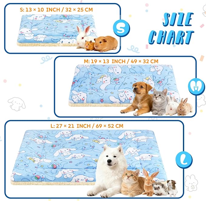 2 Pcs Guinea Pig Bed, Washable Rabbit Bunny Bed Mat Soft Small Animal Winter Bed Pads Sleeping Pads for Rat Chinchilla Hedgehog Hamster Squirrel Ferret (19 x13 inch)