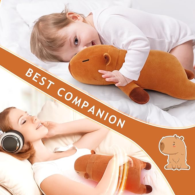1.8lb Capybara Stuffed Animals Plush Microwavable Heating Pad-14'' Capybara Plush Heating Pads for Cramps &Period Pain Relief, Heatable & Coolable Stuffed Animals Bedtime Birthday Gift for Women Kids