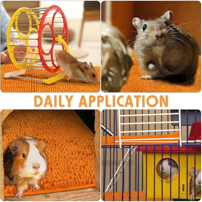 Amylove 4 Pcs Guinea Pig Cage Liner 16 x 24 Inch Washable Chenille Pee Pads Pet Dog Cat Bedding Training Mat Reusable for Small Animals Puppy Bunny Hamster Chinchilla