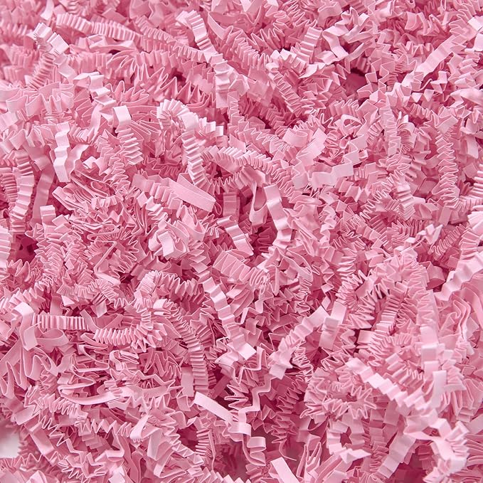 Wowxyz 1 LB Crinkle Cut Paper Shred Pink Crinkle Shredded Paper for Gift Baskets - Gift Box Bag Filler - Confetti Stuffing for Birthday, Holiday Present Packaging Wrapping