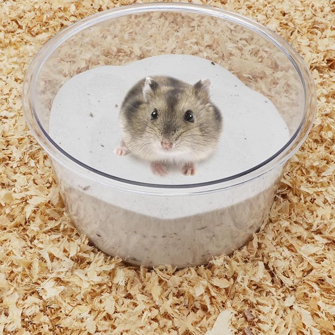 Wontee Hamster Sand Bath Sand Box Container Digging Hamster Bathroom for Hamsters Mice Syrian Hamsters Gerbils Small Animals (Circle- 6.3" x 3.5")