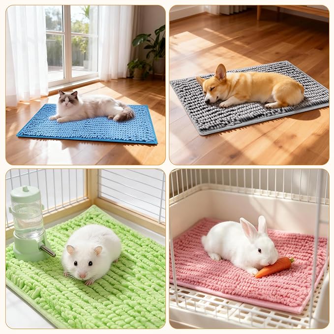 8 Pcs Guinea Pig Cage Liner, 16x12 Inch Washable Fleece Bedding Mats & Reusable Pee Pads for Rabbits and Small Animals (4 Colors)