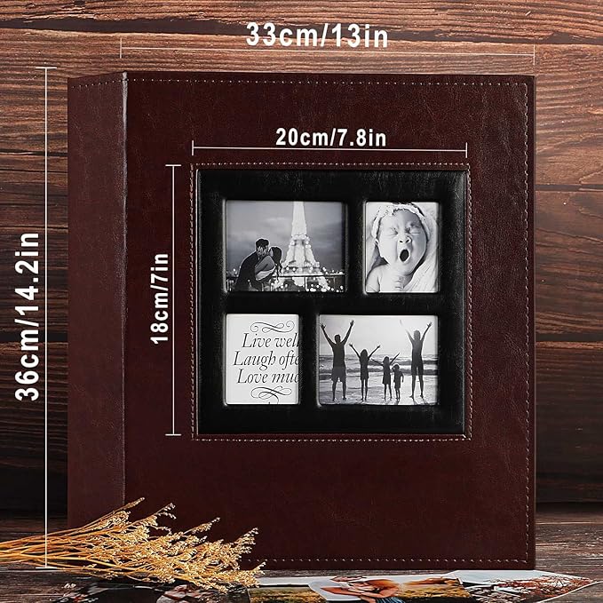 Ywlake Photo Album 4x6 500 Pockets Photos, Extra Large Capacity Family Wedding Picture Albums Holds 500 Horizontal and Vertical Photos Brown