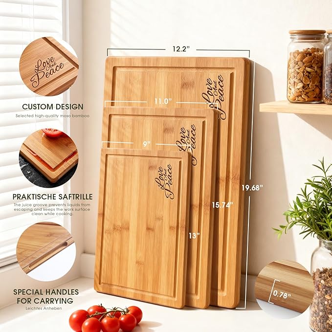 Personalized Bamboo Cutting Board - Laser Engraved Custom Board,Print in USA,Customizable Bamboo Cutting Board Eco-Friendly Wood,Gift for Wedding, Housewarming,Christmas