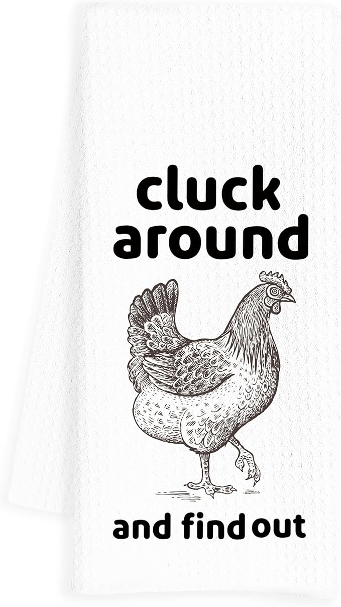 Funny Chicken Gifts Kitchen Towels, Farmhouse Chicken Kitchen Decor, Rustic Rooster Dish Towels, Cute Farmhouse Decor for Kitchen, 16x24 Inch