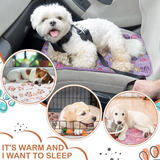 Reginary 4 Pcs Guinea Pig Fleece Blankets, Paw Print, 35 x 24 Inch | Waterproof Washable Cage Liners, Absorbent Double Layer Bedding for Guinea Pigs, Reusable Pads for Hamsters Rabbits