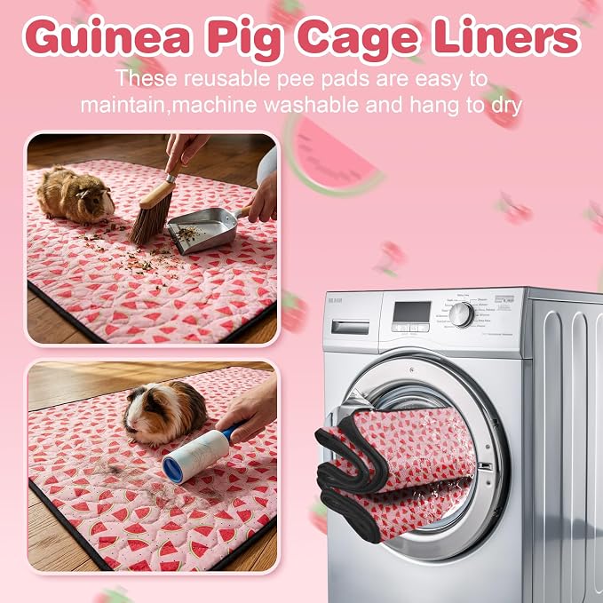 2 PCS Guinea Pig Cage Liner, Reusable Waterproof Guinea Pig Liner, Washable Small Animals Bedding, Super Absorbent Pet Pee Pads Guinea Pig Mats, Rabbit Mats for Cages (28 * 28 inch)