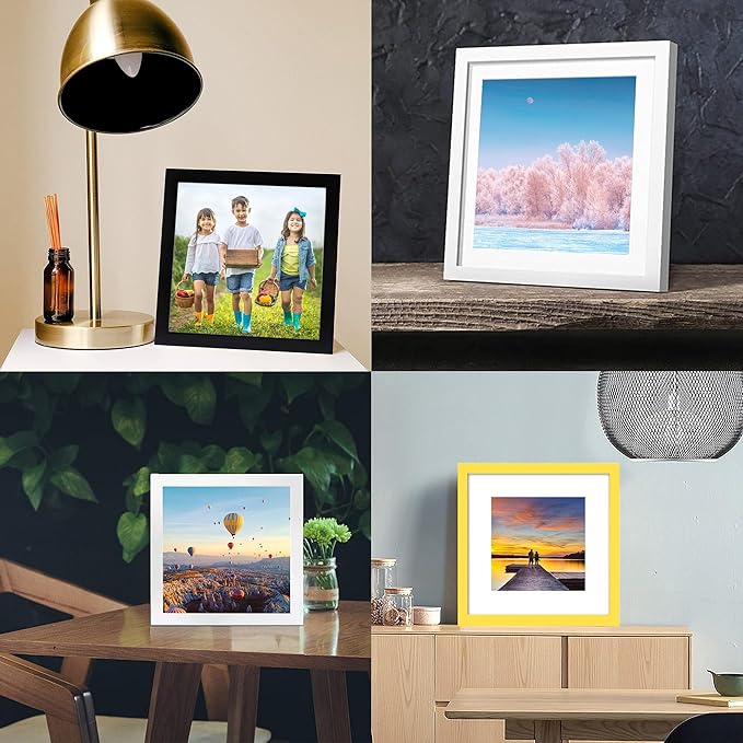12x12 Wood Picture Frames for Wall Hanging or Tabletop,Diamond Painting Frame Baby Scan Picture Frames with 2 Mats Display 8x8 or 10x10 for Family Walls Decoration,Anniversary,Wedding,Christmas(Yellow)