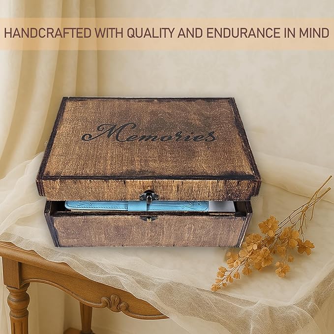 Large Wooden Memory Box for Keepsakes, Wooden Keepsake Box for Memories, Weddings, Engraved Memory Keepsake Box, Decorative Storage Box
