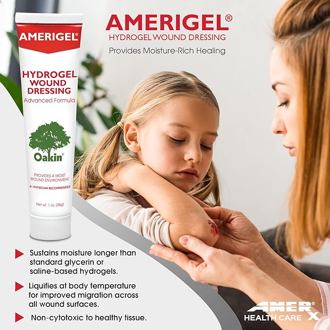 AMERIGEL Hydrogel Wound Dressing (1 oz.) Two Pack - Provides Moisture-Rich Healing Environment for Dry Wounds